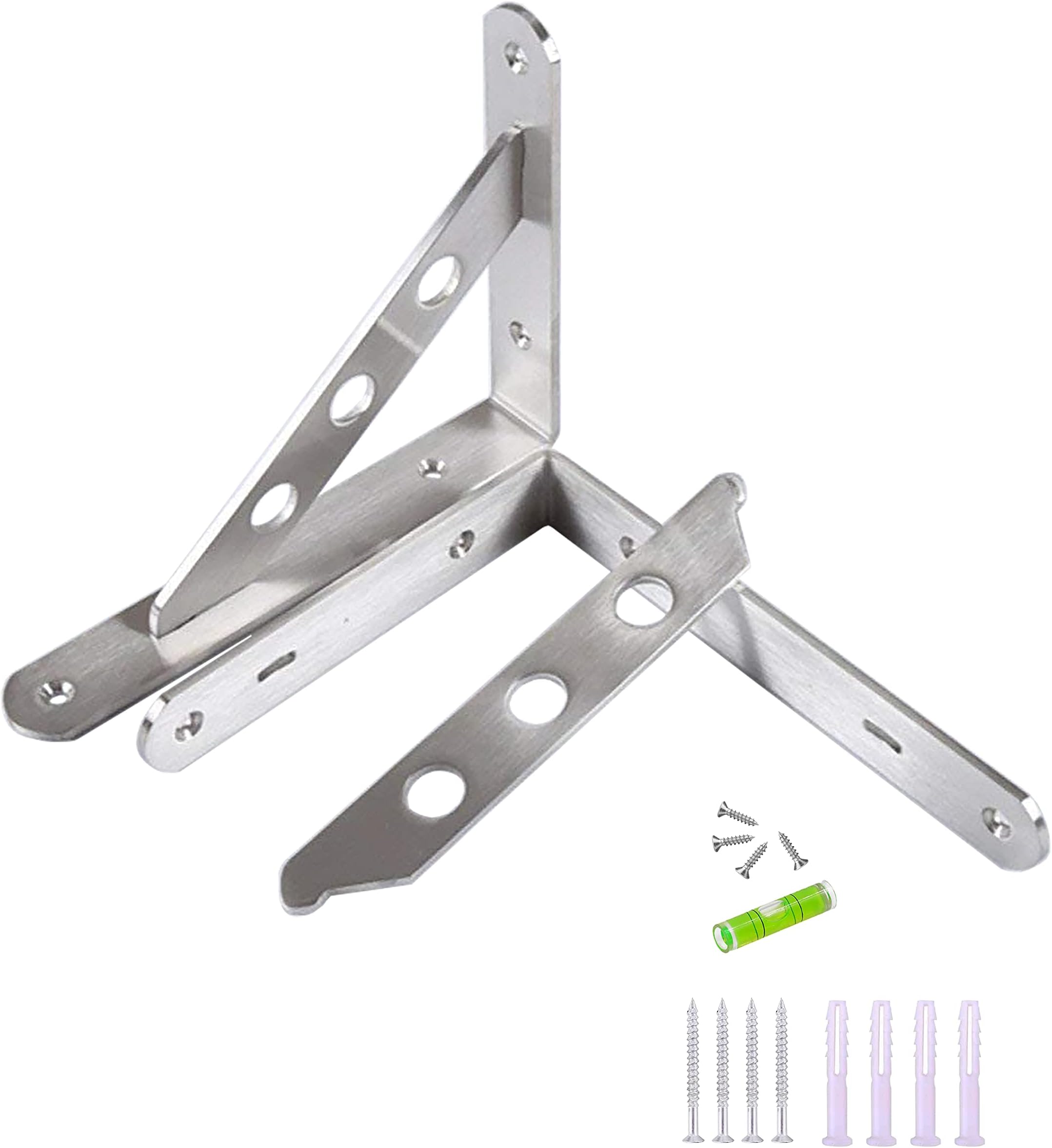 VIXEL Stainless Steel Detachable triangle bracket,Heavy Duty Wall Brackets for Shelves, Rectangle Bracket 90 degrees (10inch 2piece set)