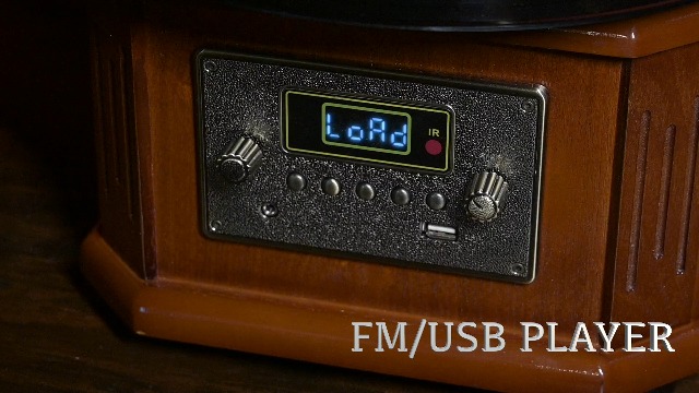 HOFEINZ 天然木材 蓄音機 マルチレコードプレーヤー/Bluetooth /USB/FM 