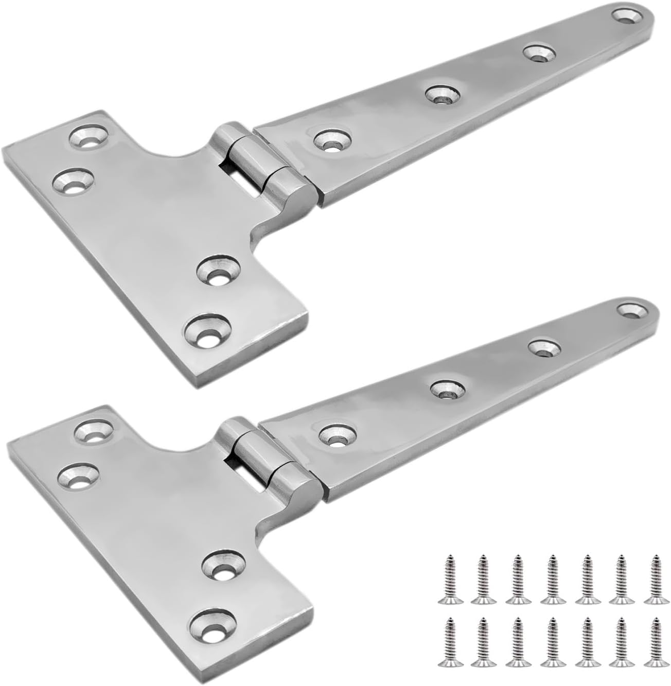 Stainless Steel 316 Marine Grade T Hinges - Heavy Duty 4in, 6in, 8in Cast Strap Hinges