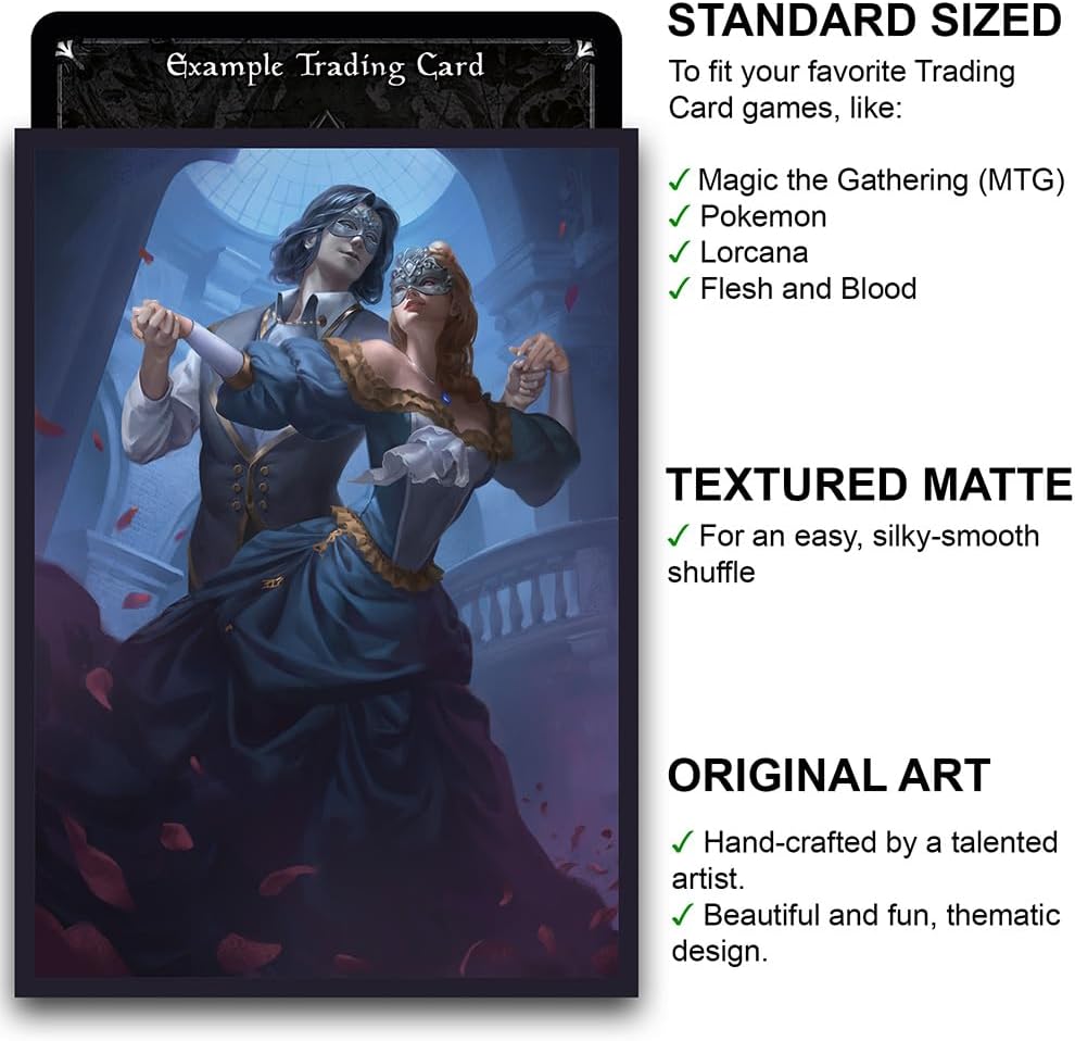 Fantasy North - Masked Dancers - 100 Textured Matte TCG Card Sleeves - Fits Magic MTG Commander Pokemon and Other Card Games - Playing Card Sleeves
