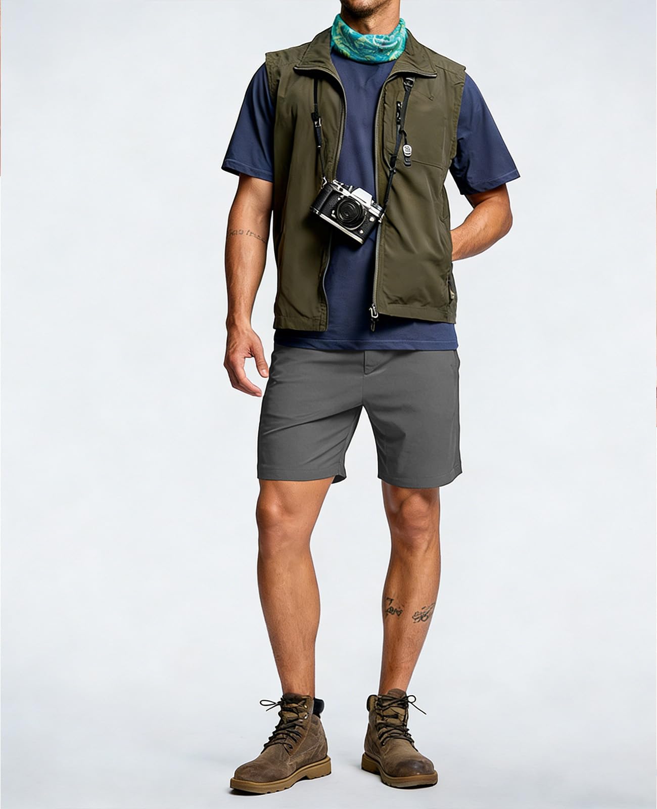 Rayson Pantaloncini Uomo Estivi Bermuda da Lavoro con 2 Tasche e Elastico in Vita Pantaloni Corti con Cerniera Leggeri e Traspiranti per Fitness e Casual