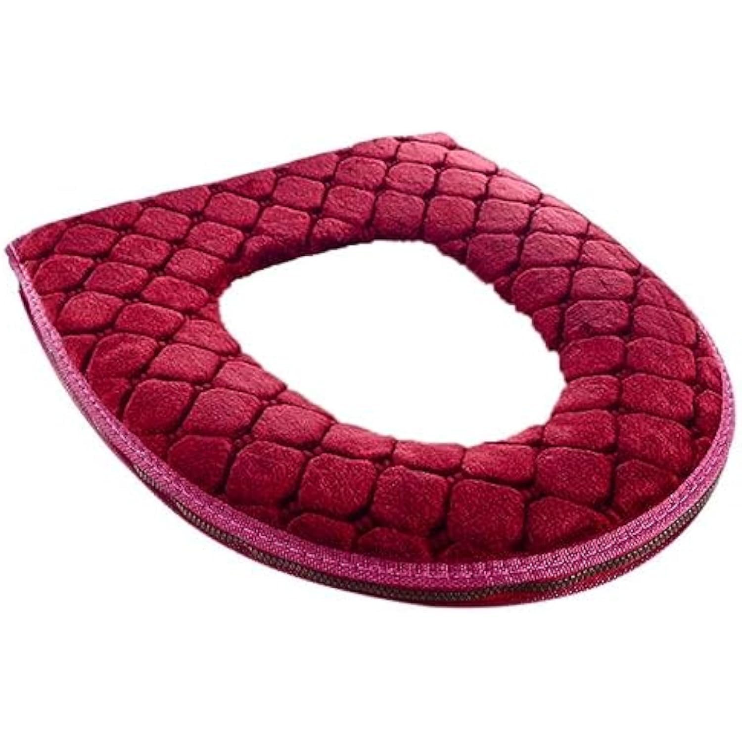 Soft Toilet Seat Cushion Washable and Comfortable Toilet Seat Cover Pads Reusable Thicker Warmer Cover Pads with Zipper (Red)