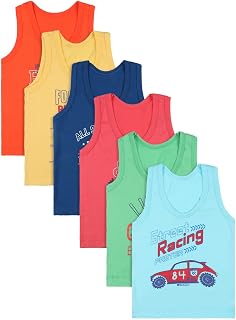 BODYCARE Kids Boy's Regular Fit Vest Round Neck| 100% Cotton| Skin Friendly | Lightweight | Sleeveless Design | Pack of 6 Price In India