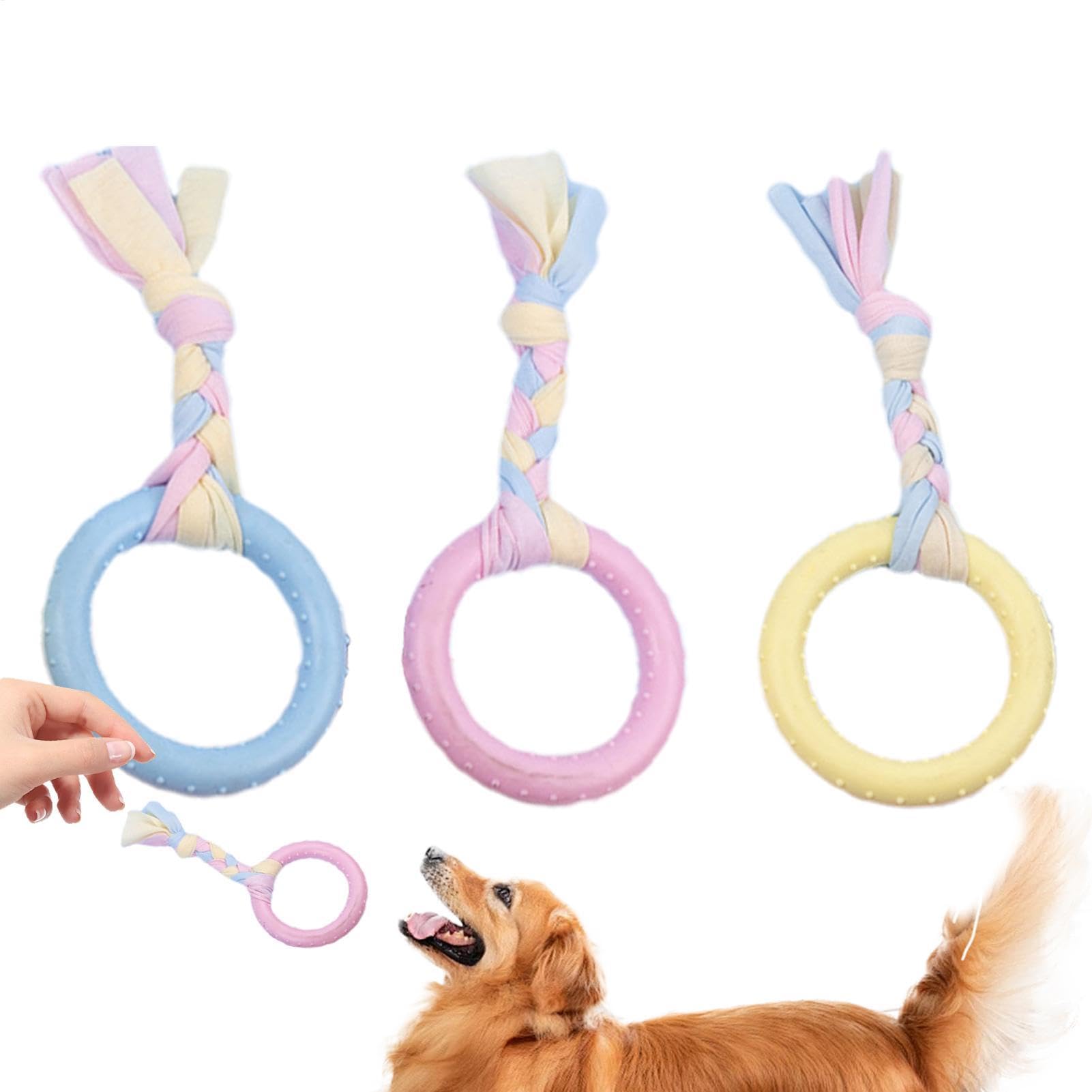 Kauspielzeug für Hunde für Welpen,Kauspielzeug für Welpen Seilball | PET Wiederverwendbares, interaktives Zahnen, , Zahnreinigungstraining für 2