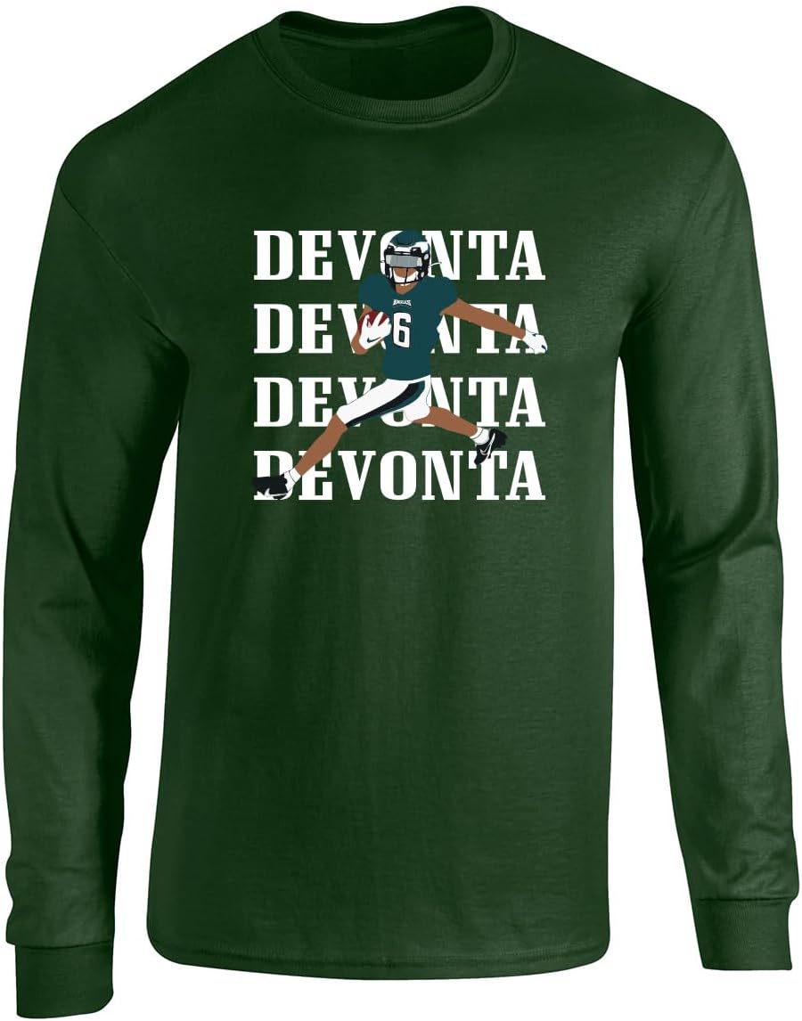 Long Sleeve Green Philadelphia Devonta Smith Text Pic T-Shirt