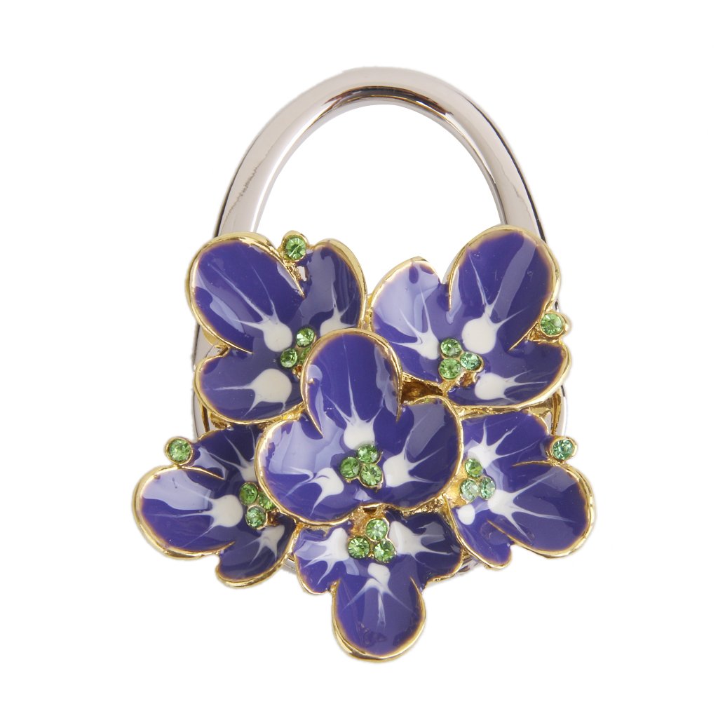 Table Bag Handbag Purse Hook Hanger Holder Begonia Pattern (Purple)