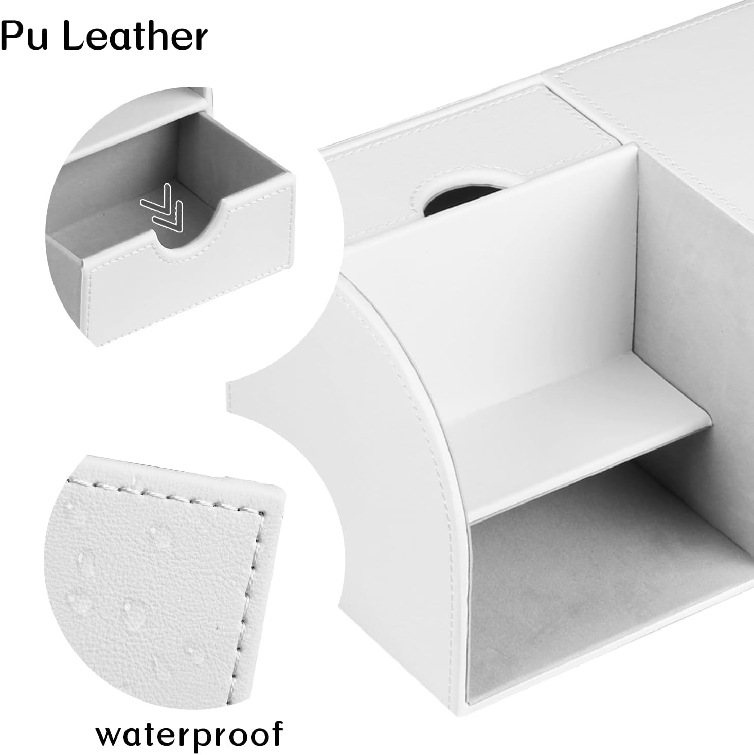 Square Tissue Box Cover with Tray and Organizer,Multi-Functional Decor Cube Tissue Box Holder,Tissue and Remote Control Holder,for Vanity,Nightstand,Bathroom,Home,Office