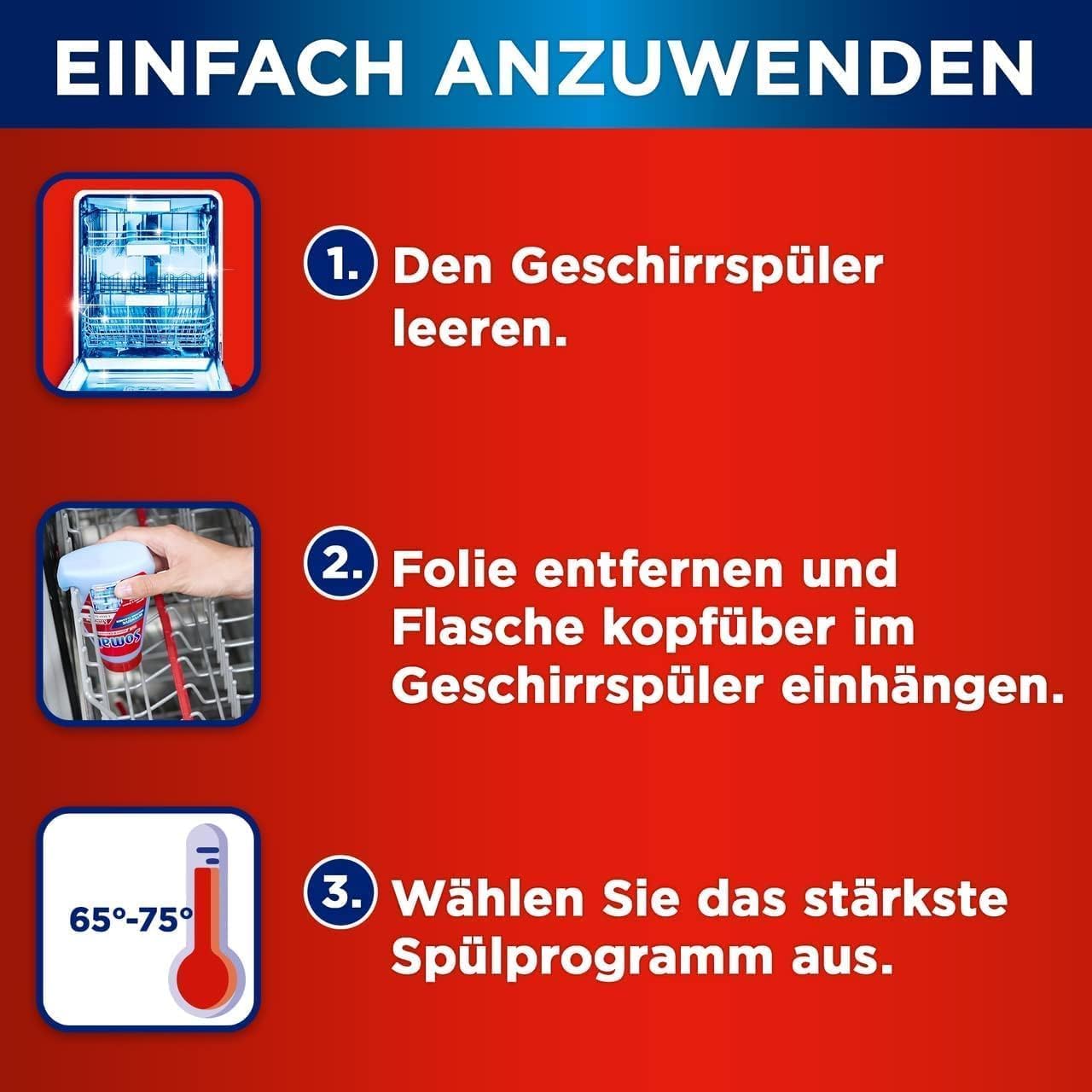 SOMAT 5in1 Intensiv-Maschinenreiniger (16 x 250 ml), Spülmaschinenreiniger flüssig zur Tiefenreinigung, mit Entkalkungsfunktion für hygienische Sauberkeit und längere Lebensdauer