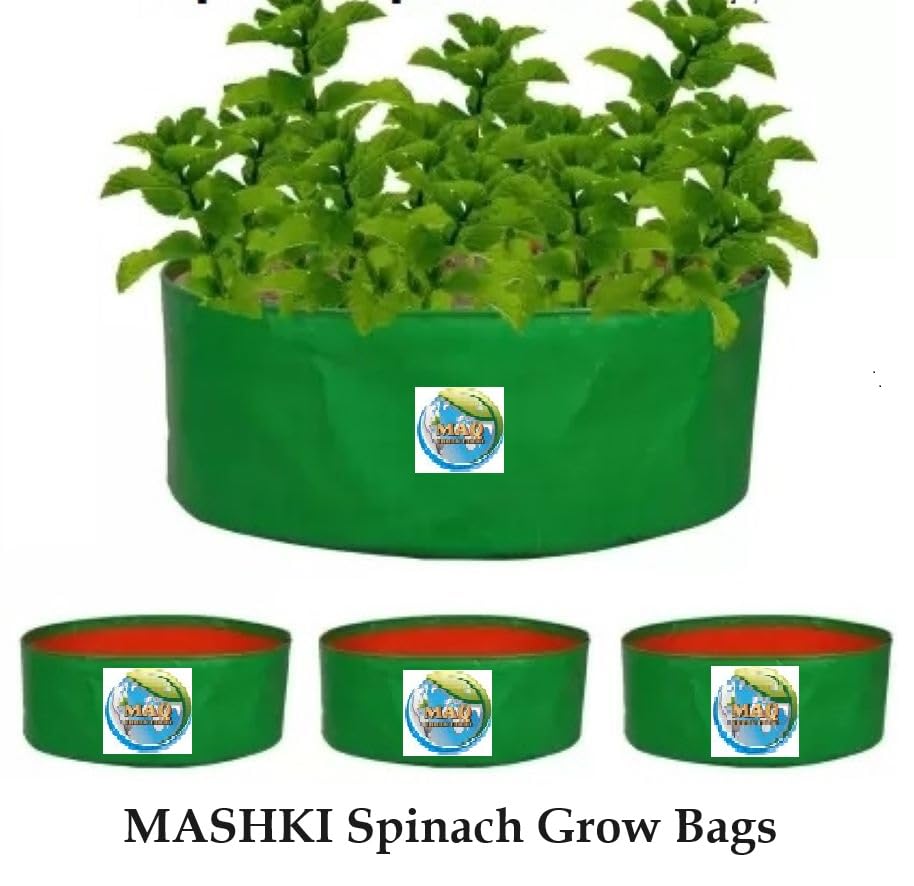 MASHKI HDPE Grow Bags for Terrace Gardening, Ideal for Growing Vegetable Plants Like Spinach and Palak. (Size 12x6 inch 5nos)