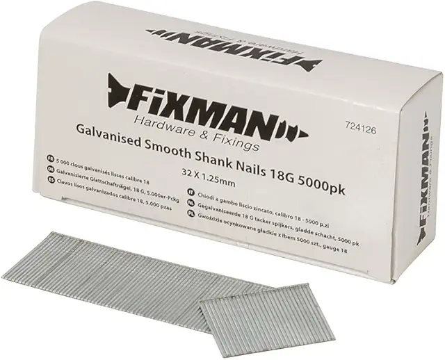 Fixman 18G Galvanised Smooth Shank Nails for Senco Finishing Nail Guns