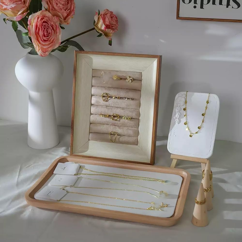Uchwyt na biżuterię Wooden Velvet Jewelry Display Stand Necklace