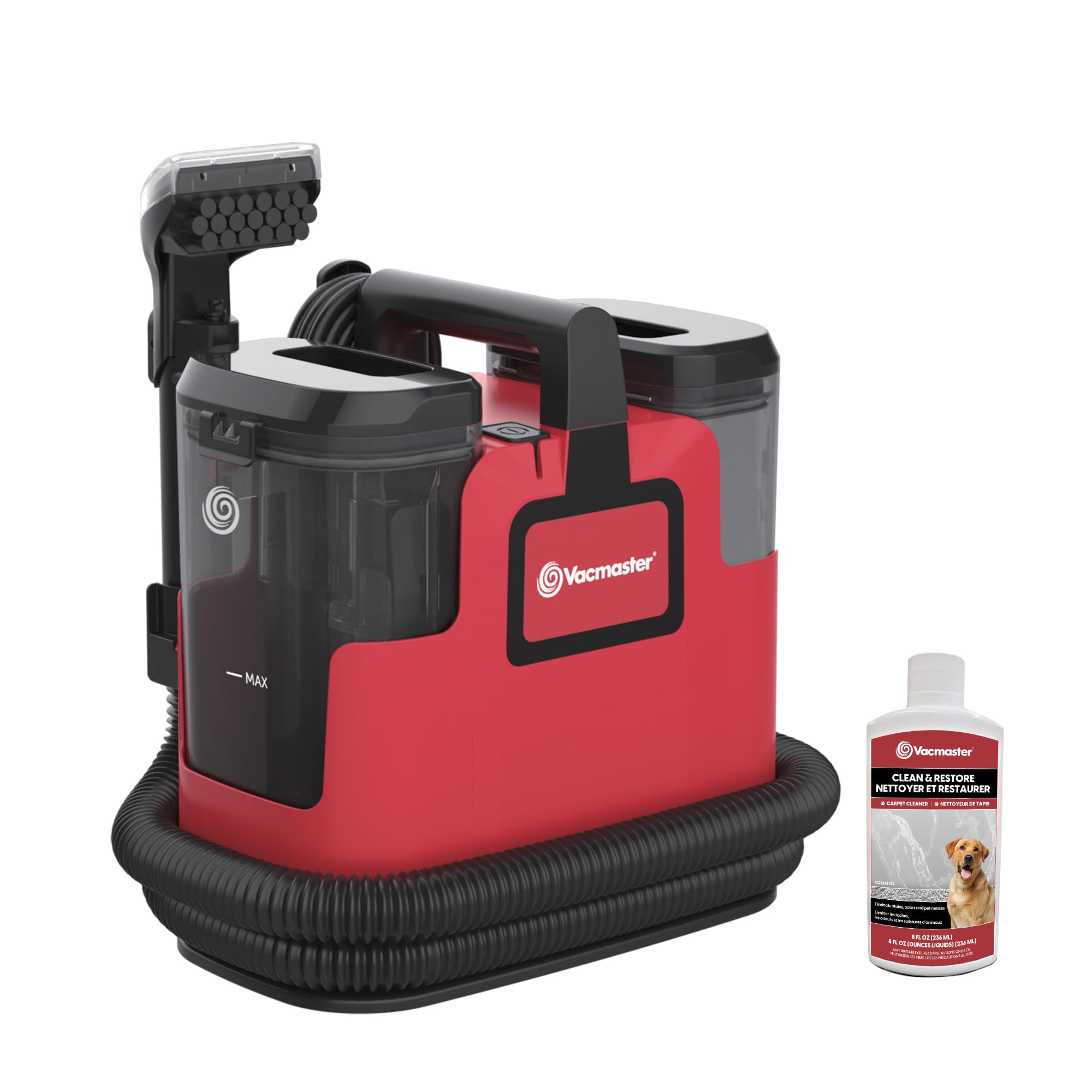 Vacmaster Portable Carpet Upholstery Cleaner, with 15Kpa Suction, Self-Cleaning Tool and 3.5" Tough Stain Tool, Compact Stain &amp; Odor Remover