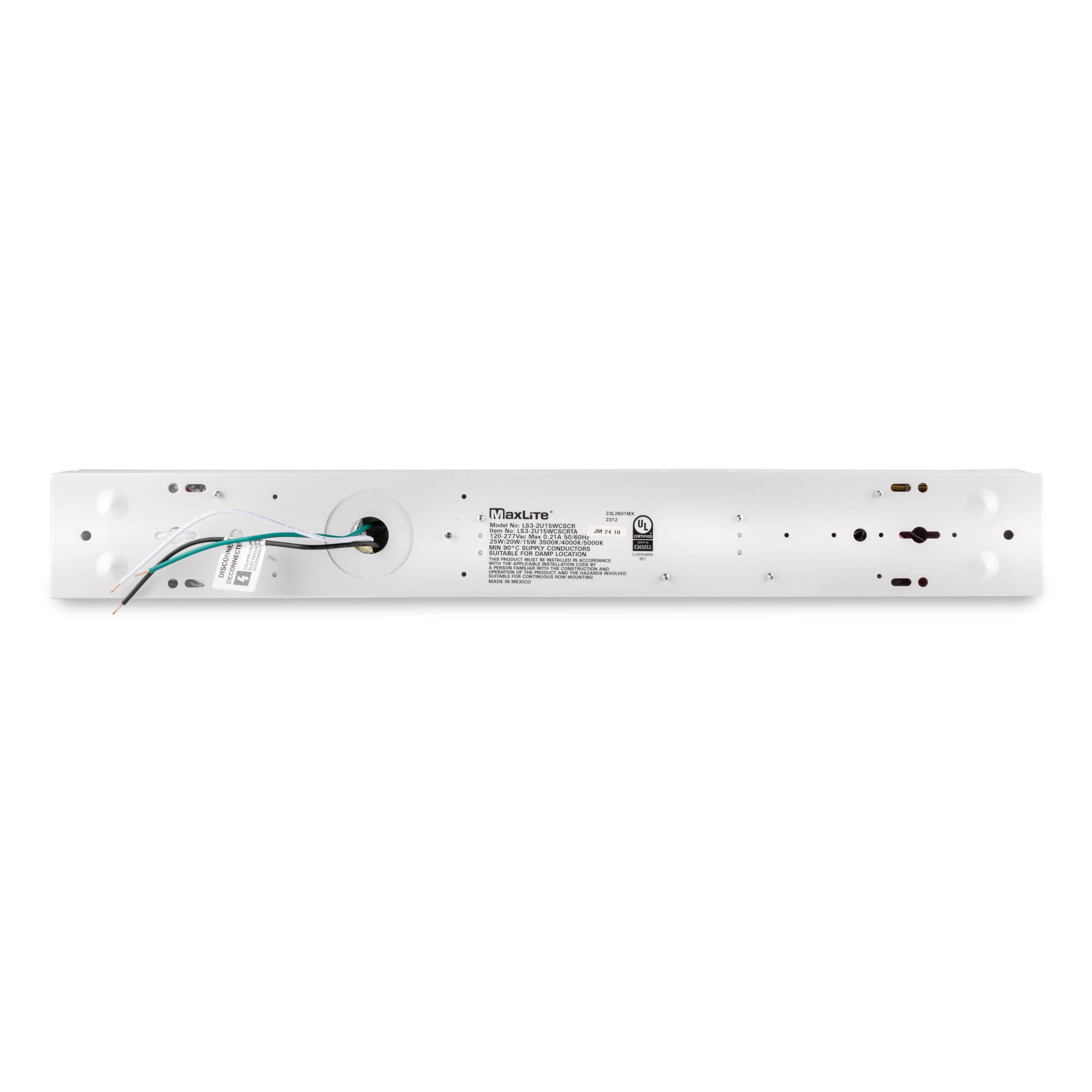 Maxlite LS3-2U15WCSCRTA LED-Streifen, 61 cm, dimmbar, weißes Finish, Leistung wählbar, Farbe wählbar, 15 W, 20 W, 25 W, 3500 K, 4000 K, 5000 K, TAA-konform, Streifen