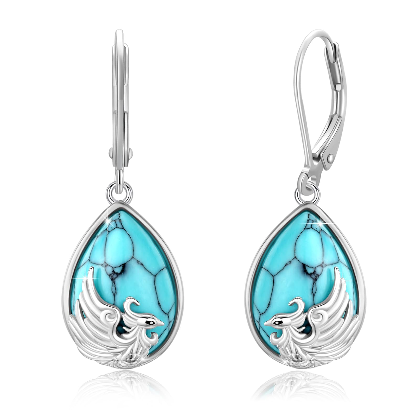 CUOKA MIRACLE Phoenix Jewelry for Women 925 Sterling Silver Nirvana Rebirth Phoenix Necklace Phoenix Earrings Animal Amulet Jewelry Birthday Gifts for Women