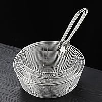 Vista 4 de Cesta de acero inoxidable para freír servir alimentos, cesta multifuncional con mango desmontable, malla de alambre redondo, frituras francesas