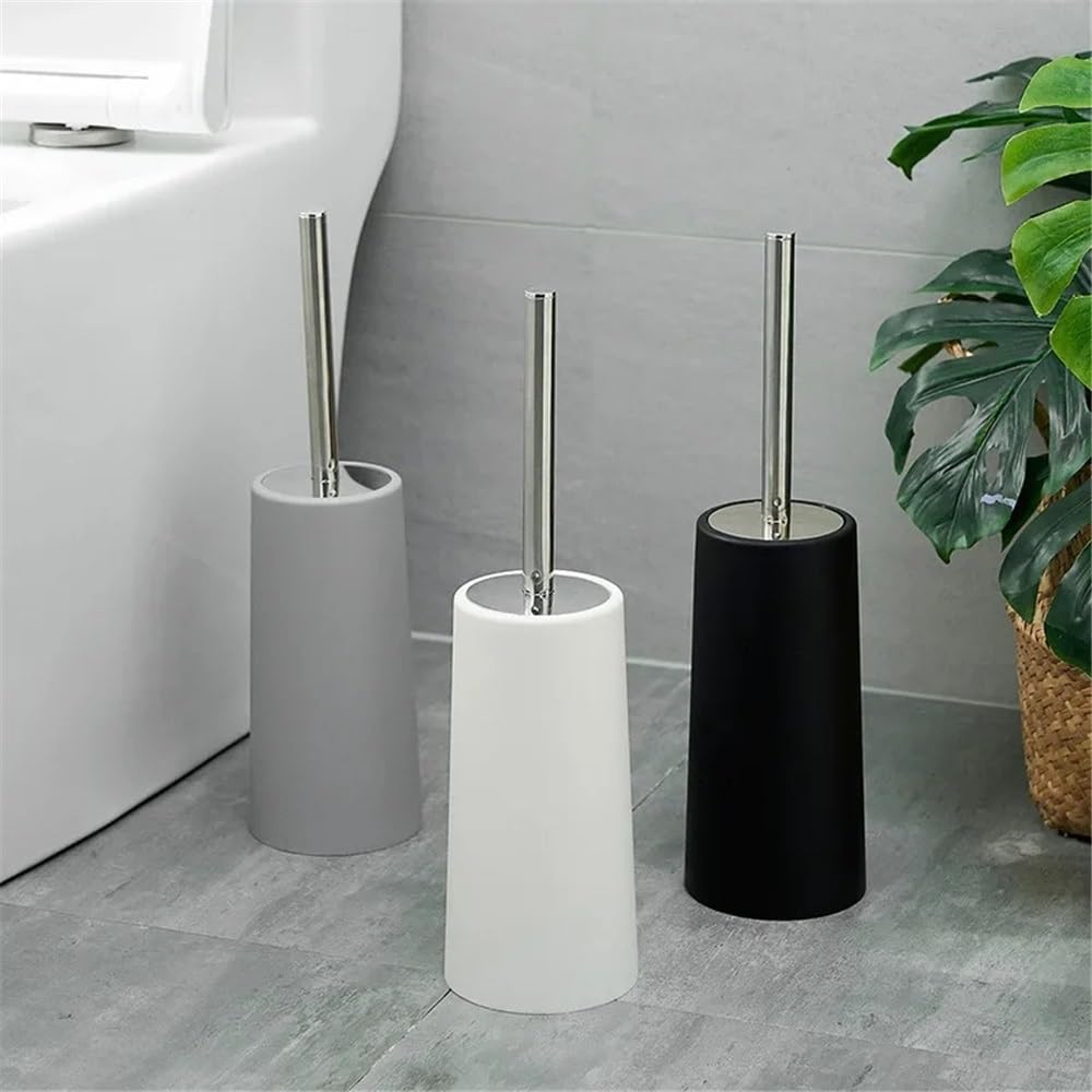 Escobillas de Baño Juego de portaescobillas plástico con Mango Largo for baño, for el Suelo del Escobilla WC(Negro)