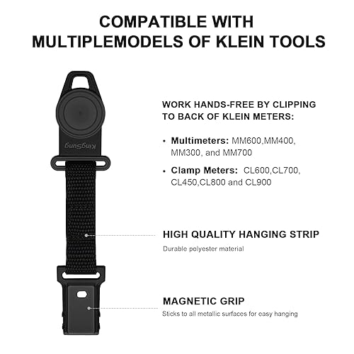 Miniatura 5 de KingSung La correa magnética para colgar multímetro funciona para medidores Klein Tools MM400 MM300 CL600 CL700 CL800 CL900 MM600 MM700 fuerte