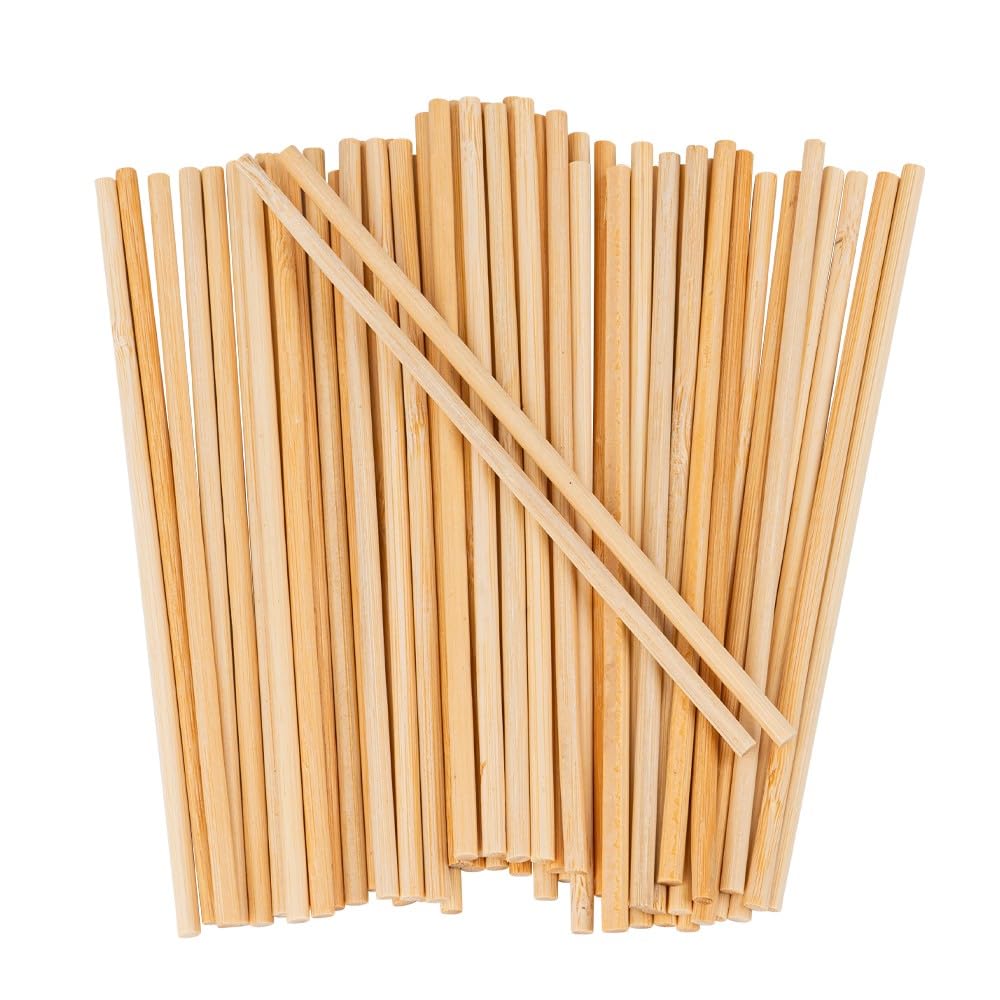Ideen mit Herz Holzstbe | 50 Stck | rund | 13,8 cm lang |  4 mm | glatt  geschliffen | Bambus | Stab krzbar | fr Dekoration, Modellbau, Basteln,  ...
