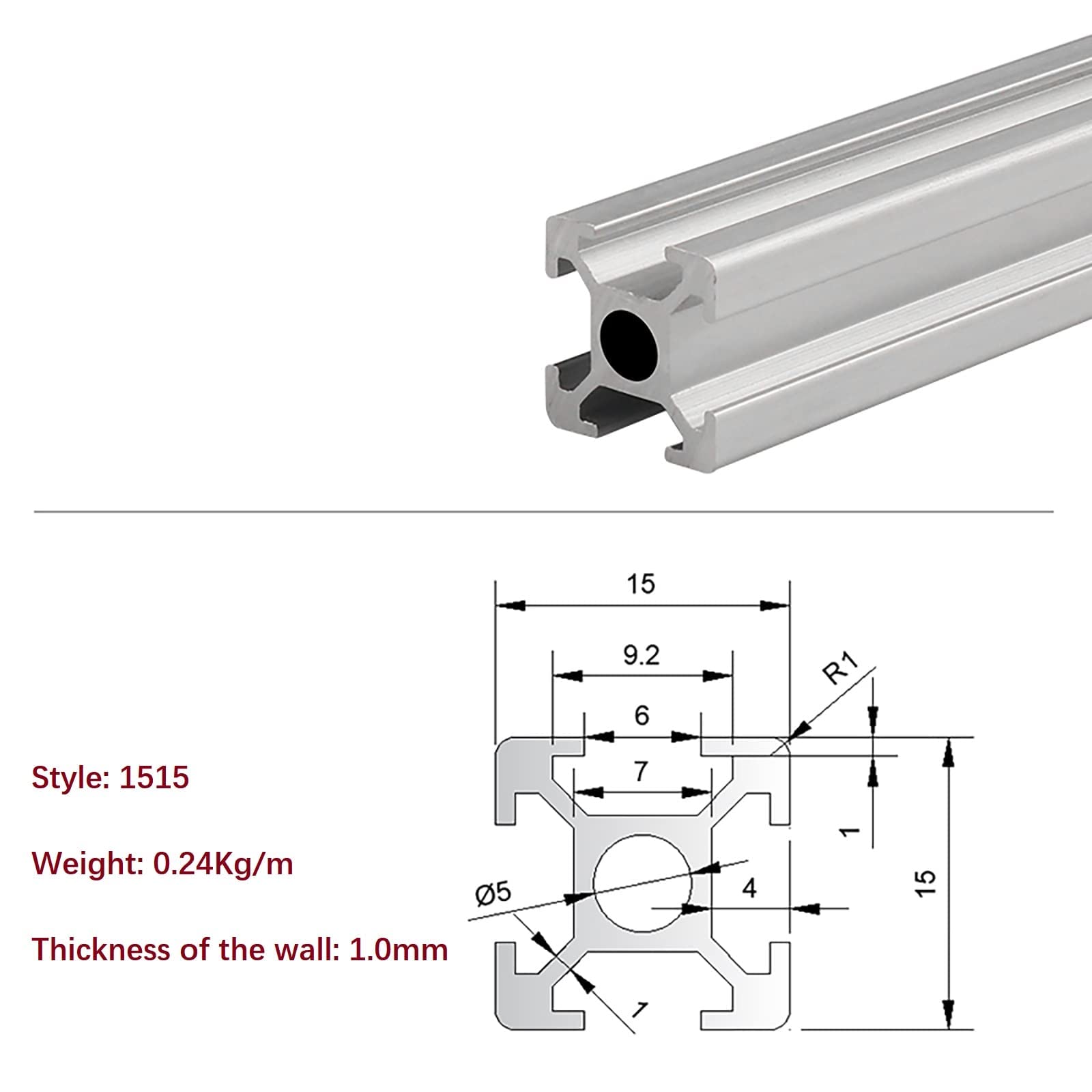 Mssoomm 2 Pack 1515 Aluminum Extrusion Profile Length 70.08 inch / 1780mm Silver, 15 x 15mm 15 Series T Type T-slot European Standard Extrusions Profiles Anodized Linear Rail Guide Frame for CNC