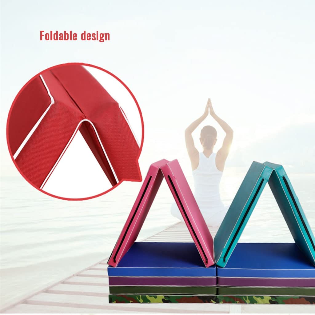 Esteras de entrenamiento de gimnasia, esterilla plegable de 2 paneles para gimnasio, aeróbicos, estera de estiramiento, estera de espuma de alta densidad para Yoga para animar, bailar y hacer