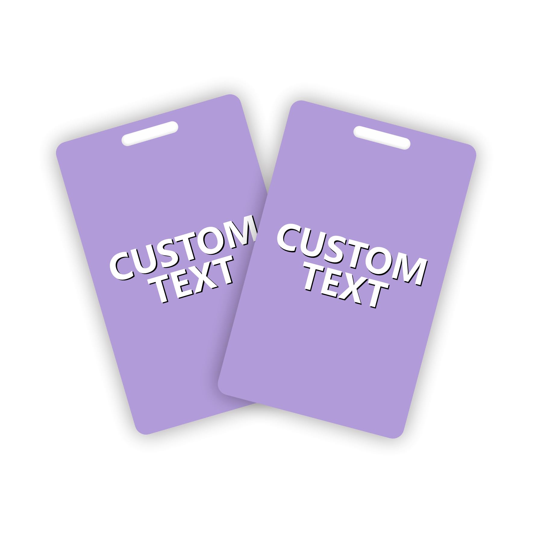 2 Pack Light Purple ID Badge - Premium Custom PVC Cards with Punch - Double Sided Print CR80 30mil Vertical Graphic Quality PVC Cards for Business
