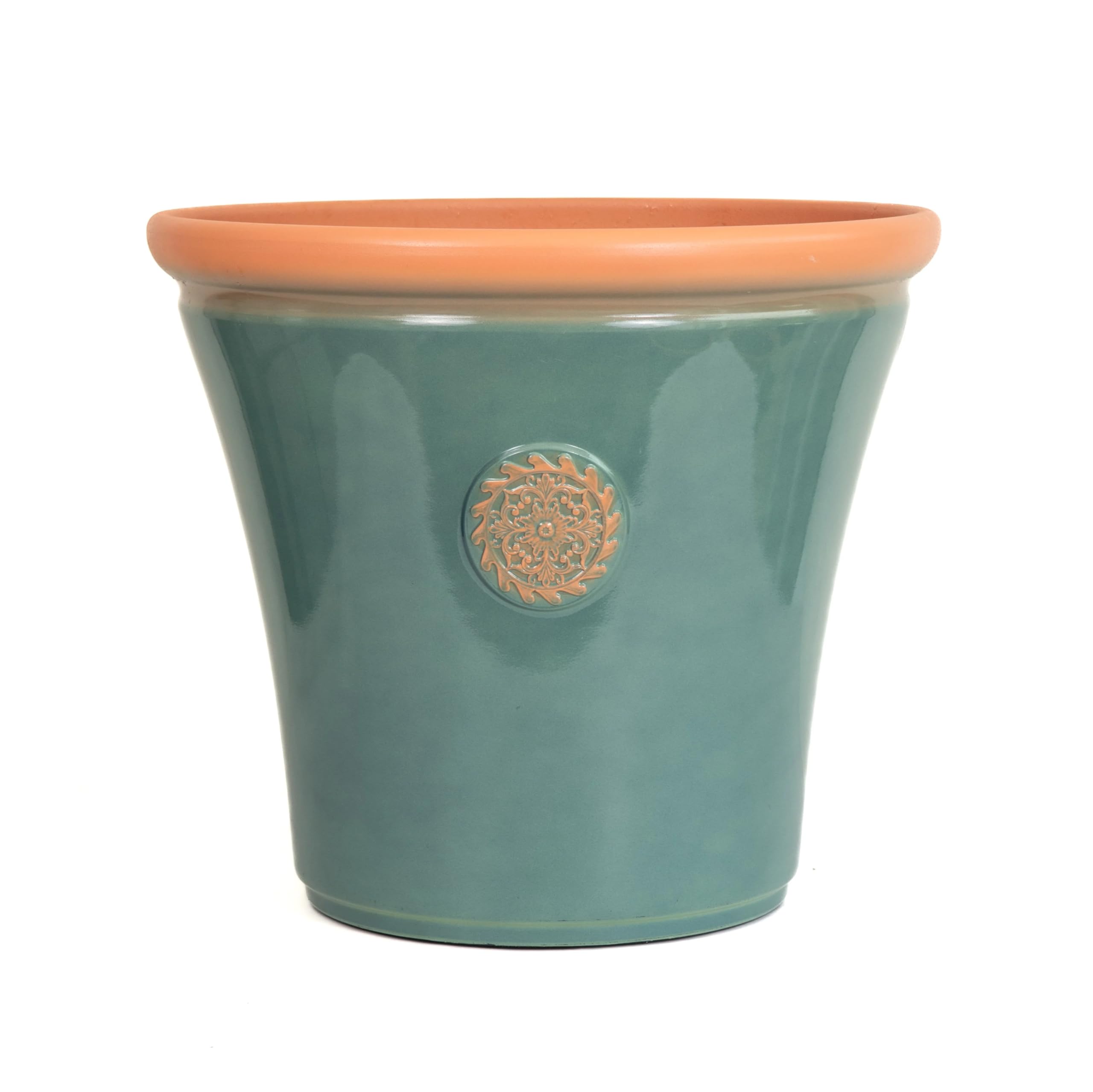 Creekwood Chatsworth Plastic Plant Pot, Decorative Indoor Outdoor Flower Pot, Rustic Garden Planter, Lightweight Weatherproof Herb Pot for Houseplants, Flowers & Succulents (Sea Green, 35cm)