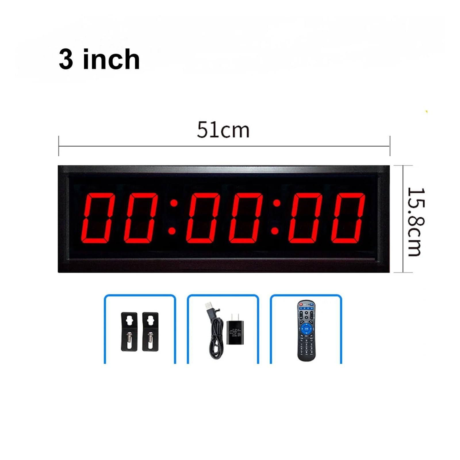 Cyfrowy zegarek z odliczaniem ze stopu aluminium, stoper sportowy, zegar dziecięcy, 1,5 '' 1,8'' 2,3'' 3'' 4'' (3 cale)