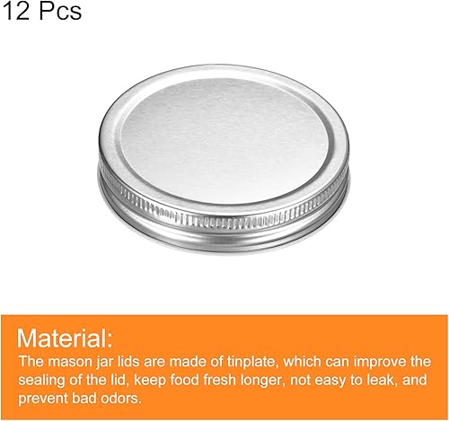 Miniatura 3 de uxcell Tapas para tarros de masón, 12 unidades, tapas de hojalata de boca ancha a prueba de fugas, se adaptan a frascos de almacenamiento (plateado)