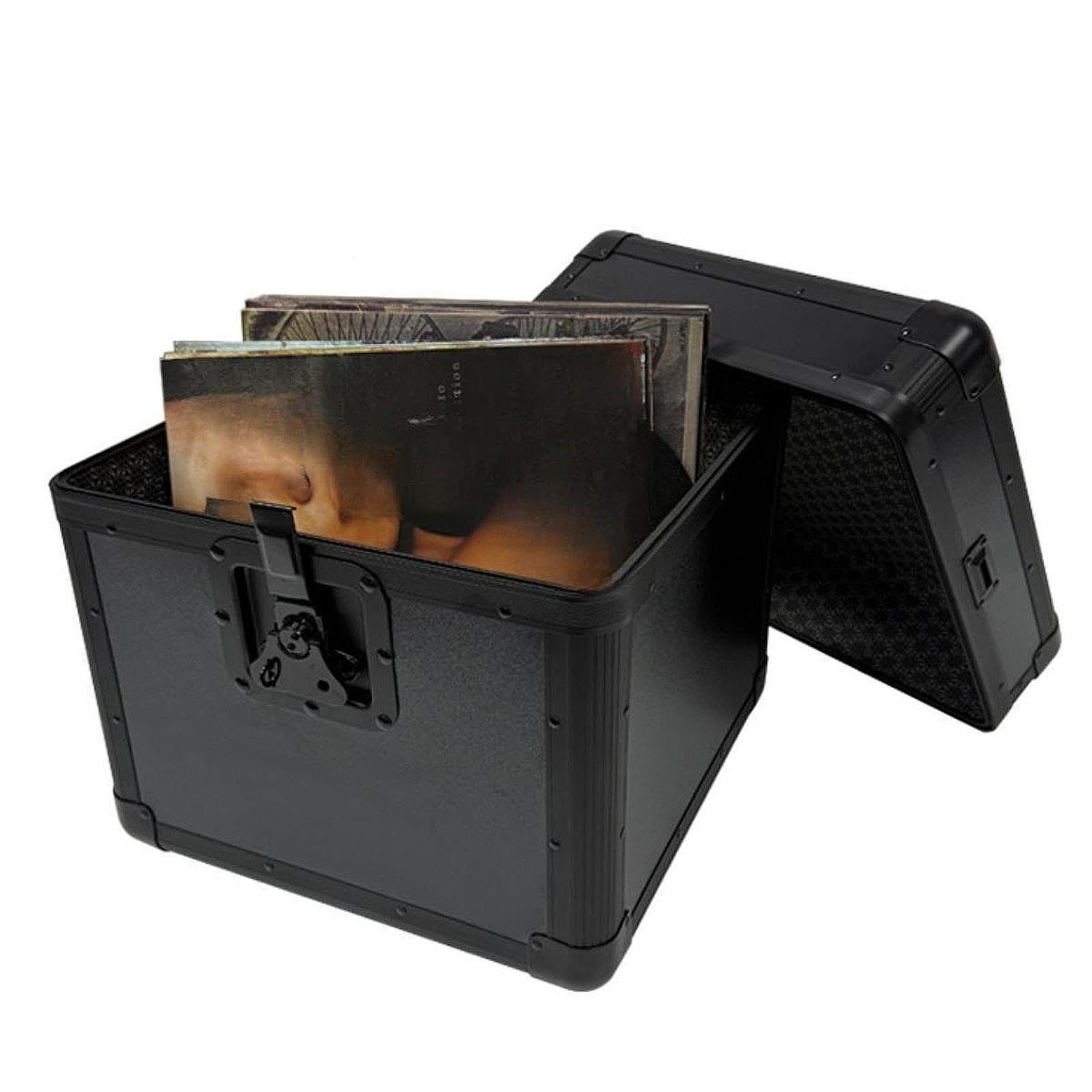 Generic Scatola Porta Dischi in Vinile, Resistente, Pratica, in Lega di Alluminio Ad Alte Prestazioni, Ideale Come Regalo, L Tutto Nero