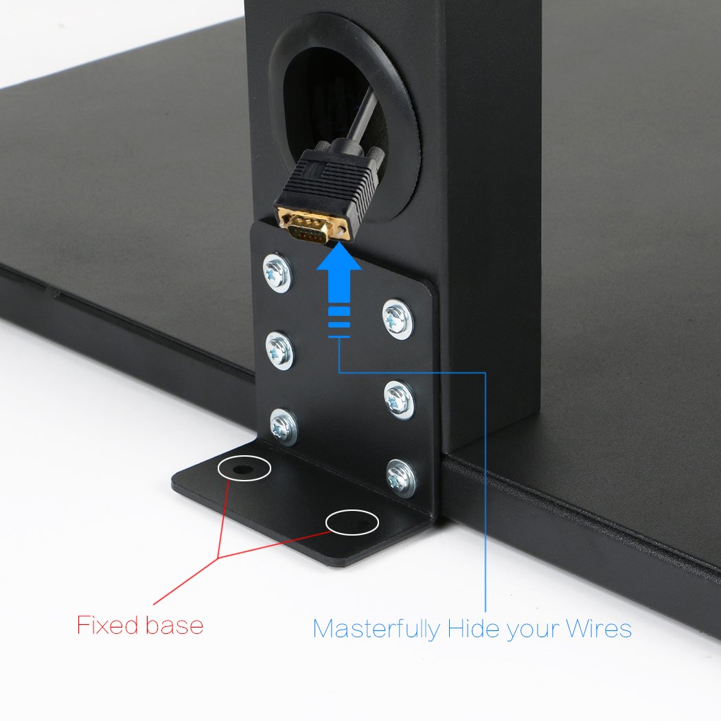 unho Soporte TV Pie, Soporte para TV de Suelo 32"-65" Inclinable y Giratorio de 15˚ Altura Ajustable con 2 Estantes de Metal para Pantalla LED LCD Plasma Carga Máx 30kg VESA 600x400
