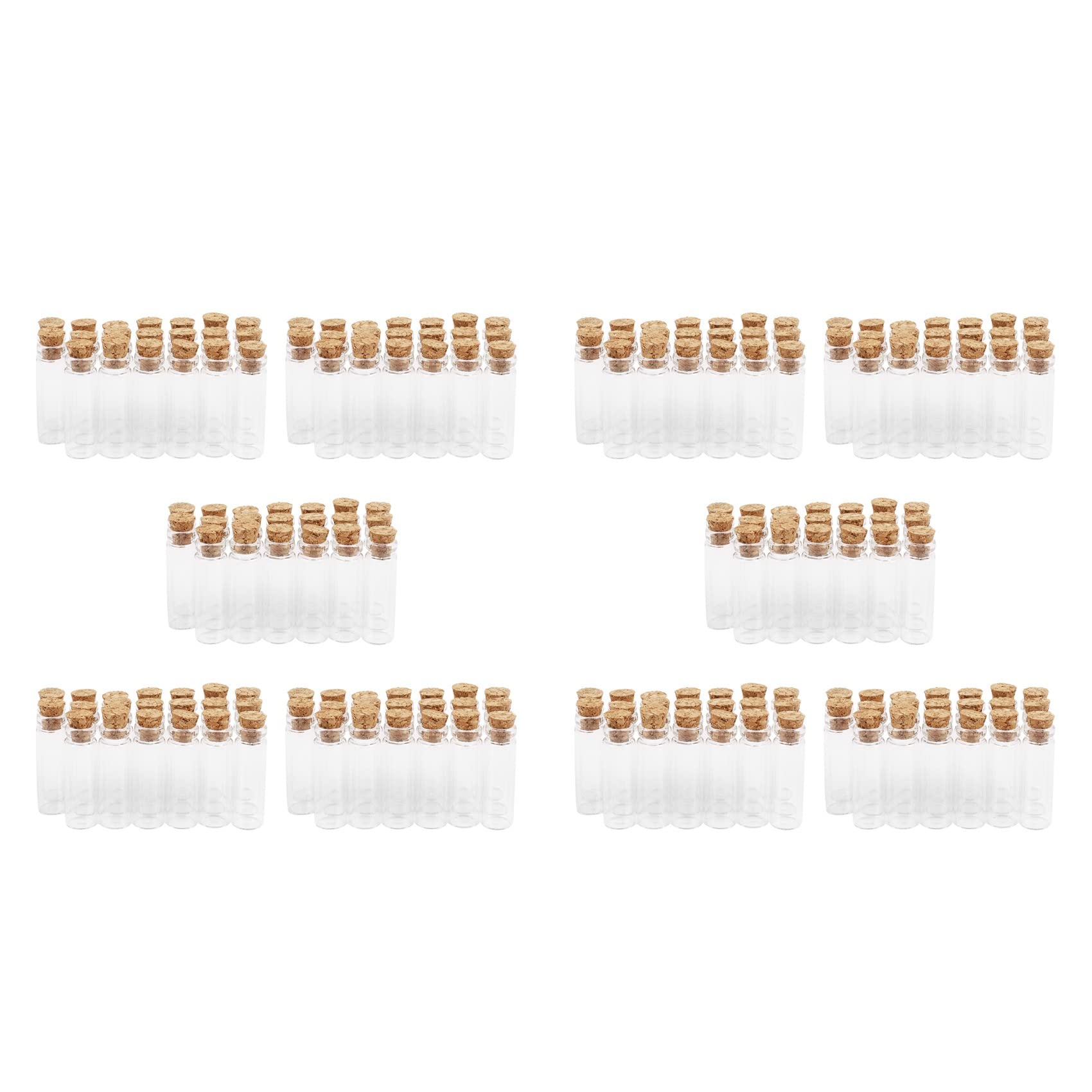 Hndhbfgrt 200Pcs 11X32mm Tiny Mini Empty Clear Cork Glass Bottles Vials 2Ml