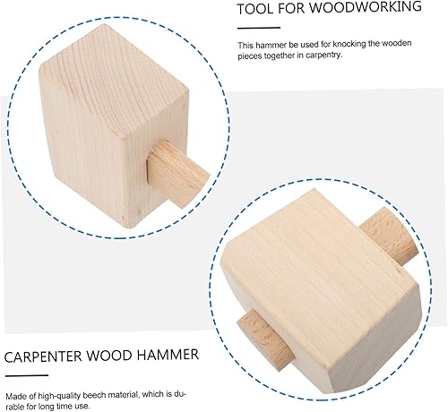 Miniatura 8 de TEHAUX Martillo de carpintero de madera portátil, herramienta de mano de mazo, acabado liso para carpintería, martillo tallado, herramienta de