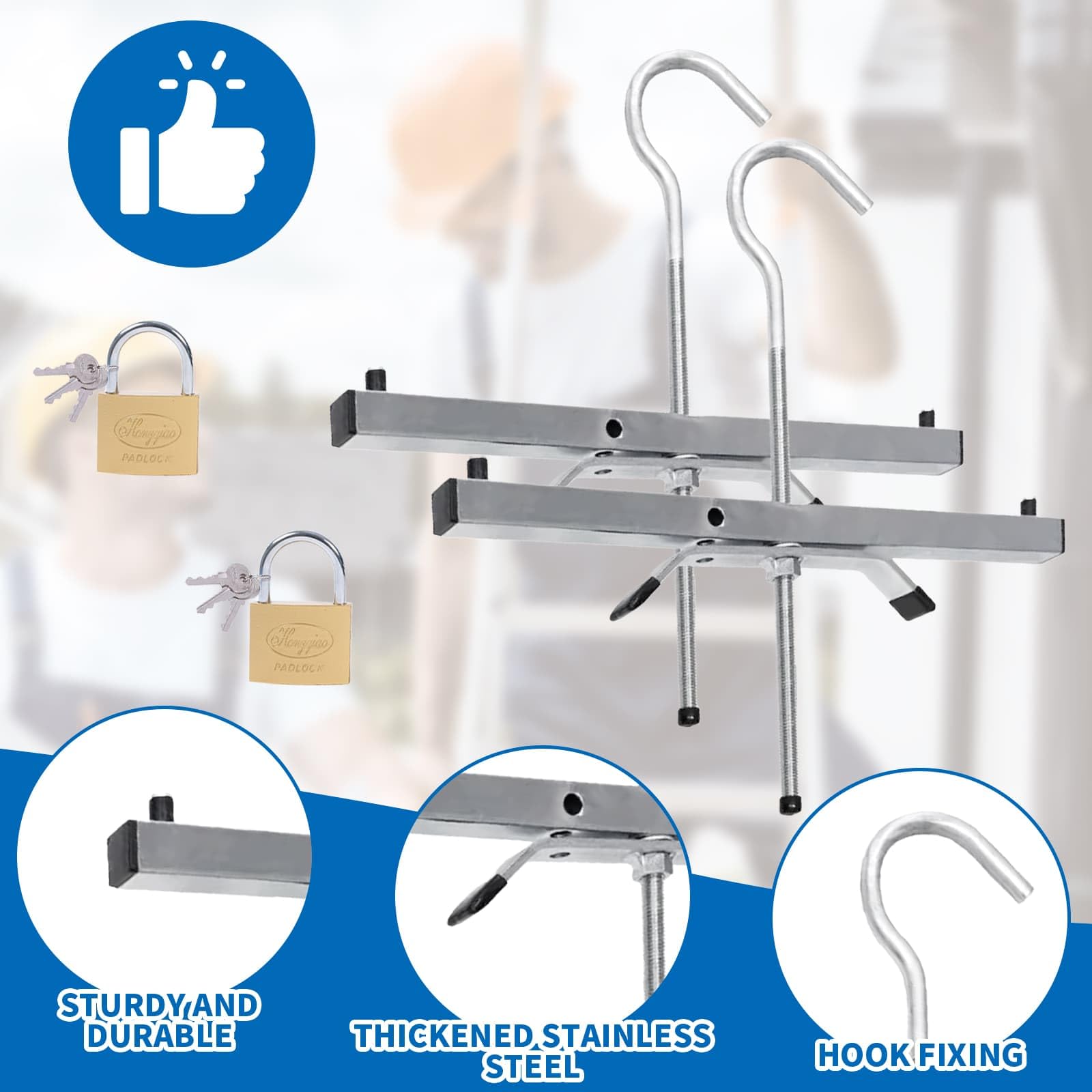 2 Pcs Ladder Roof Rack Clamps, 43 * 39.5 * 22cm Roof Rack Clamp Lock - Image 3