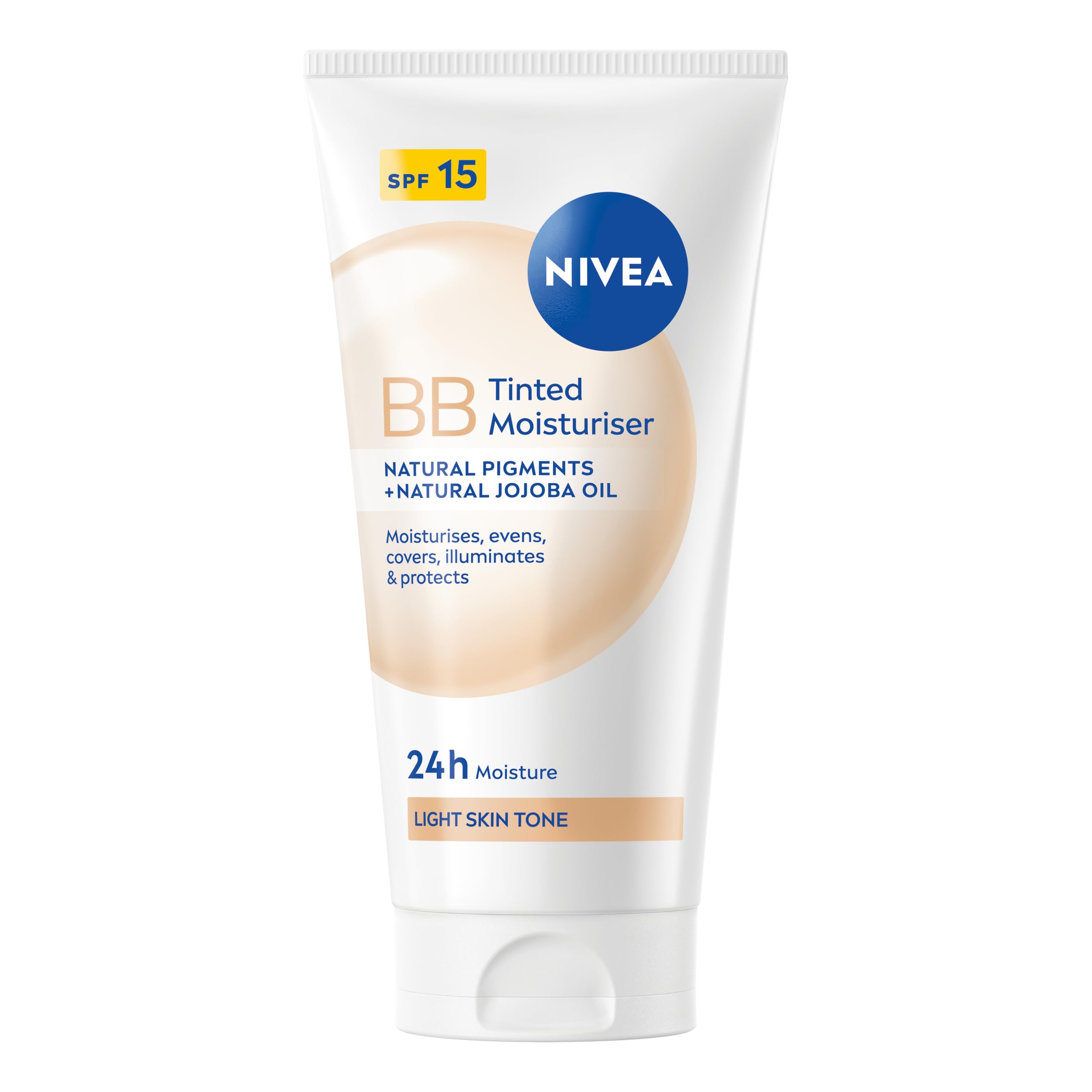 NIVEA BB Tinted Moisturiser SPF 15 Light (3 x 50ml), 24 Hour Moisturising BB Cream with Jojoba Oil, Covers Imperfections and Evens Skin Tone, For Light Skin Tones