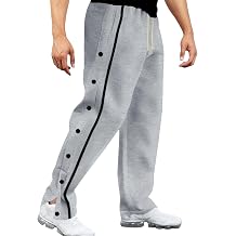 Mens Cargo Sweatpants Side Double Button Trousers Loose Fit Straight Leg Drawstring Elastic Waist Jogging Pants
