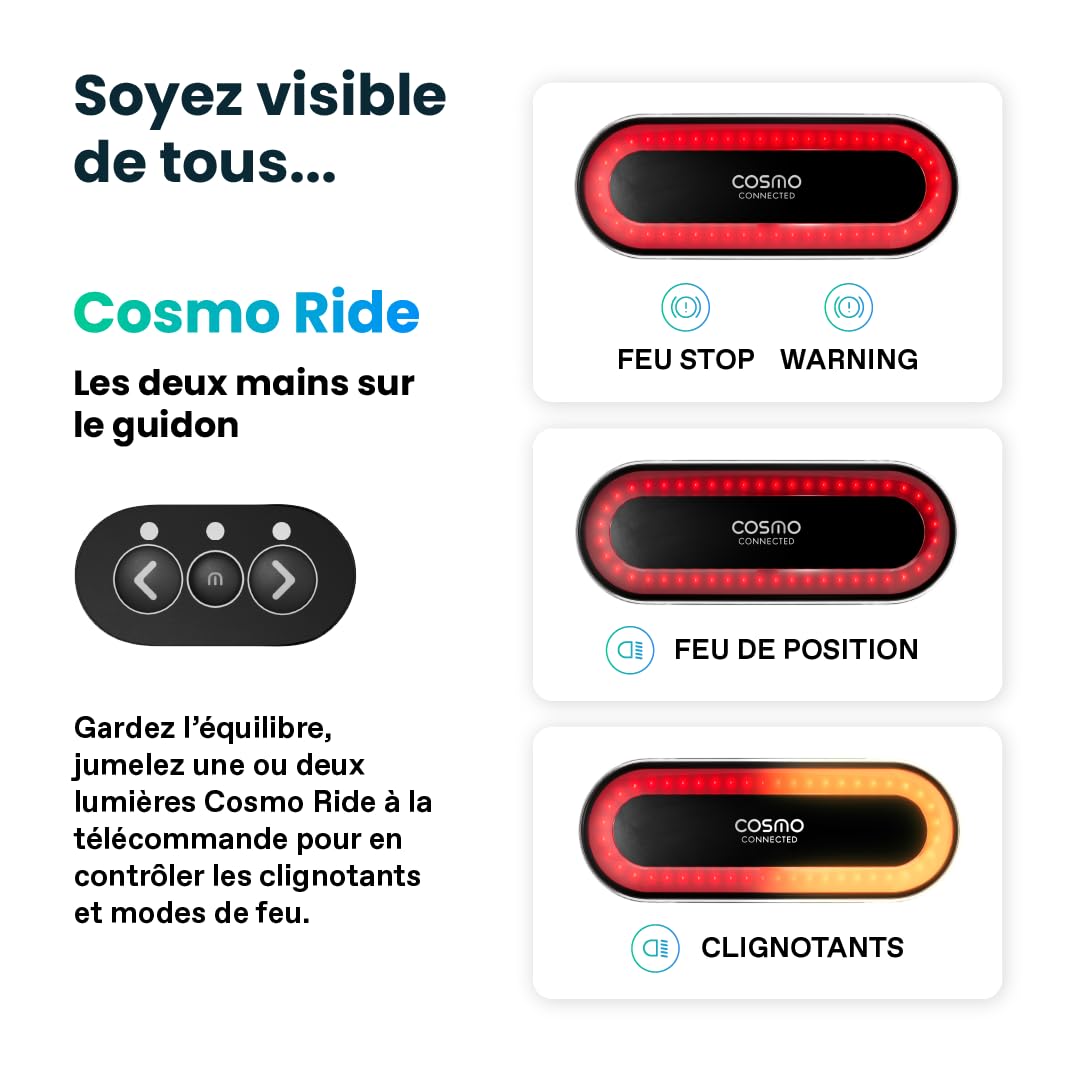 Cosmo Connected Cosmo Fusion+ Casque Intelligent Vélo Trottinette Visière Adulte Clignotants Feu Freinage Automatique Détection Chute