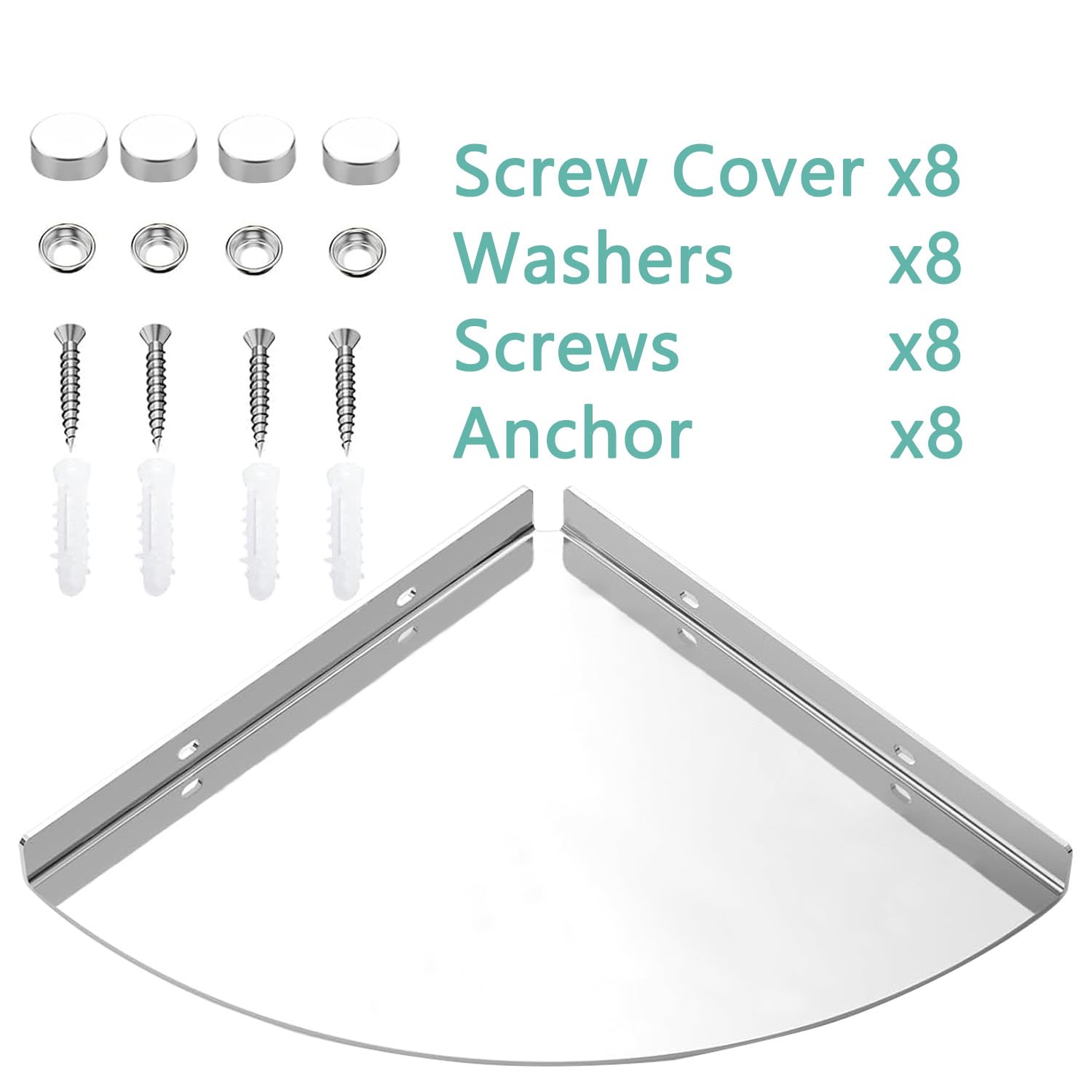 304 in Acciaio Inox Mensola per Doccia Montaggio a Parete Impermeabile Scaffale Doccia Angolare Robusto Durevole Mensola Angolare per Doccia per Bagno e Camera da Letto (Chrome, 2PC)