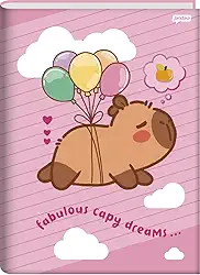 Jandaia - Kit 2 Cadernos Brochura Univ. CD 80 Fls Capyvibes Fundo Verde e Rosa FSC