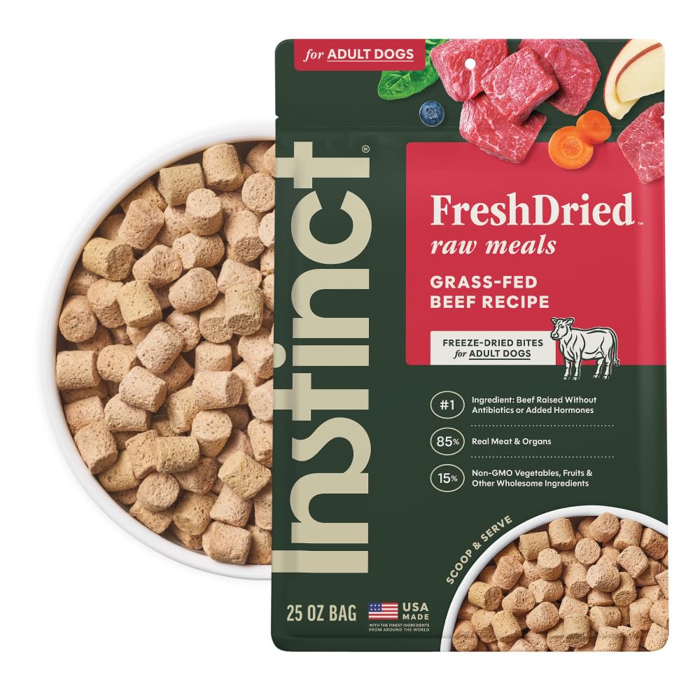 Freeze Dried Raw Meals, Natural Dry Dog Food, Grain Free - Real Beef, 25 oz. Bag