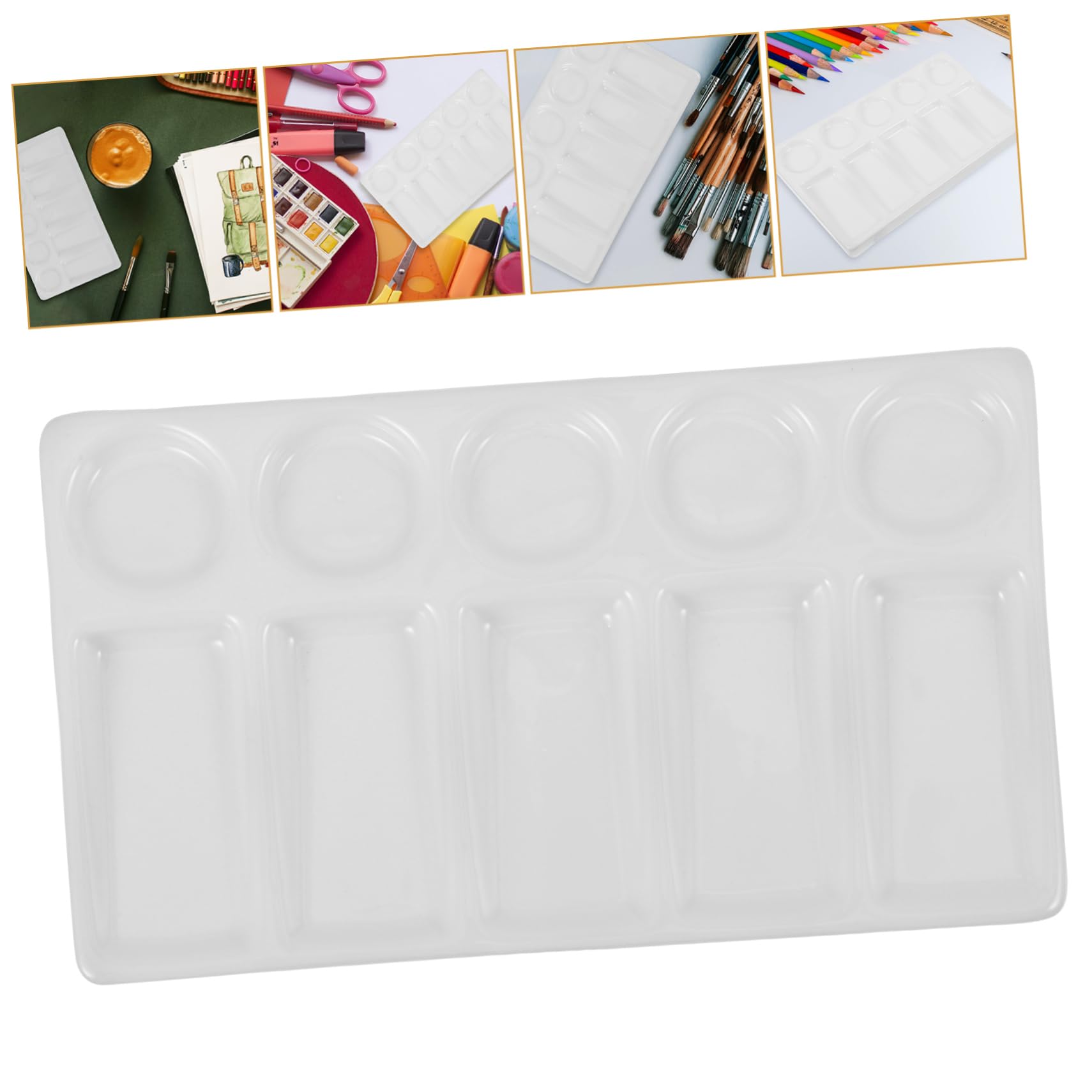 STOBOK Tavolozza Rettangolare in Plastica a 10 Scomparti Bianca