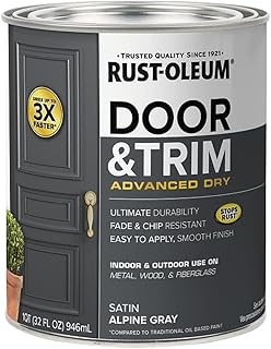 Rust-Oleum 369387 Advanced Dry Door & Trim Paint, Quart, Satin Alpine Gray