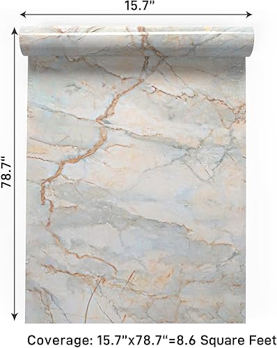 Miniatura 8 de VaryPaper Papel de contacto de mármol brillante de 15.7 x 78.7 pulgadas para encimeras, papel tapiz impermeable para despegar y pegar, extraíble,