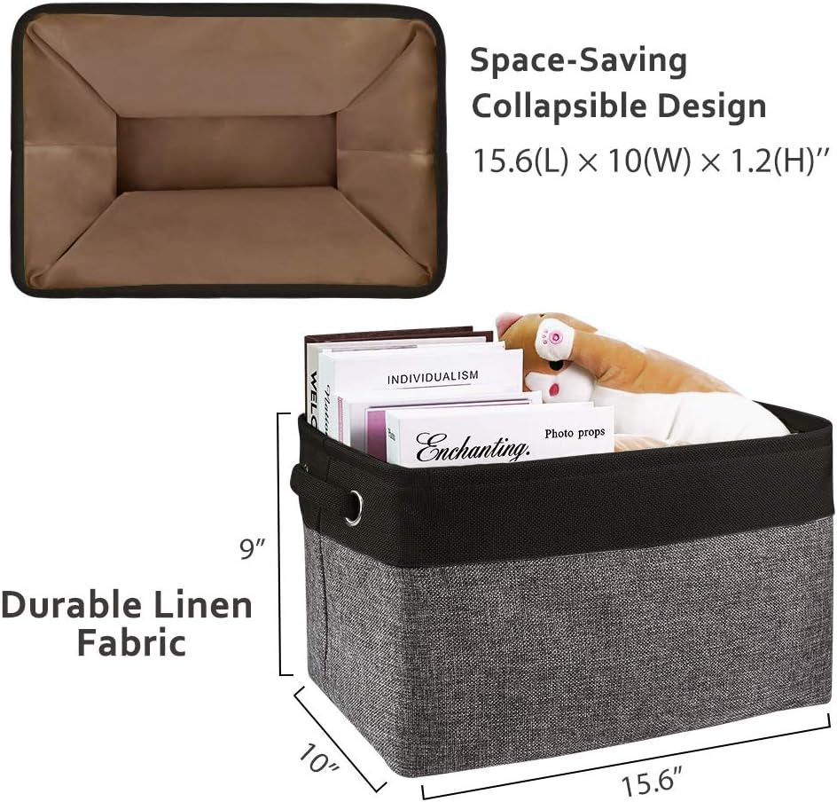 Seniny Collapsible Storage Bins [3-Pack] Storage Cubes Box, Large Storage Baskets for Organizing, EVA Fabric Organizer with Handles for Home Office, Closet Nursery Toys Suitable for Clothes Kids Room