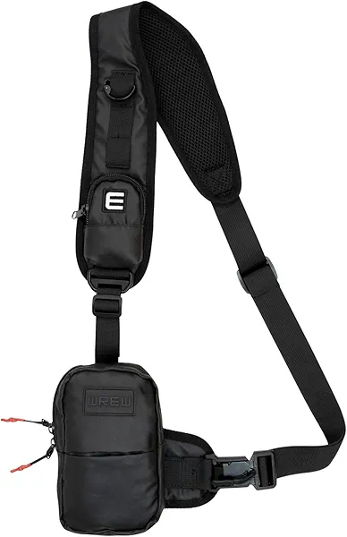 WREW Small Sling Bag for Men-Cross body bag with Shoulder Straps,Mini Sling Crossbody bag for Women-Travel Backpack for Hiking,Daypack Multipurpose Over the Shoulder Chest Bags with Keyholder(Black)