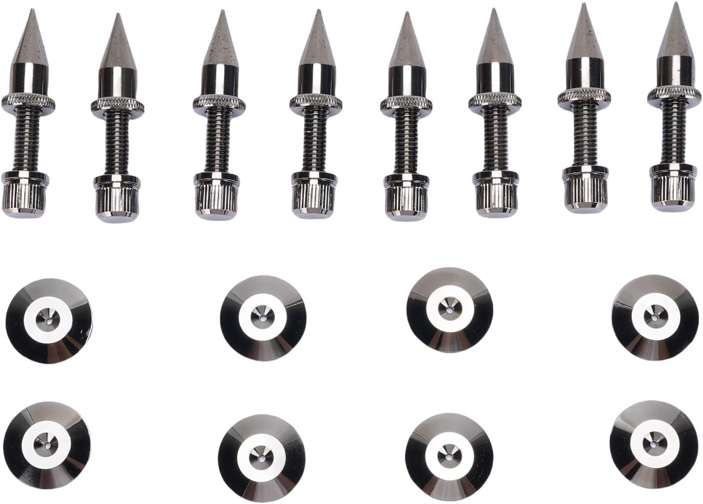 8 Pack Speaker Spike Kit, Height Adjustable Copper Speaker Isolation Spikes with Base Pad, Anti Vibration Isolation Stand Foot for Subwoofer CD DVD Player Recorder