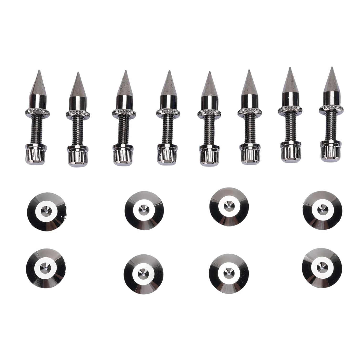8 Pcs Speaker Spikes, Copper Speaker Spike Isolation Stand with Base Pad Feet Mat for Speaker, Amplifier, CD DVD Player, Turntable Recorder, Instrument
