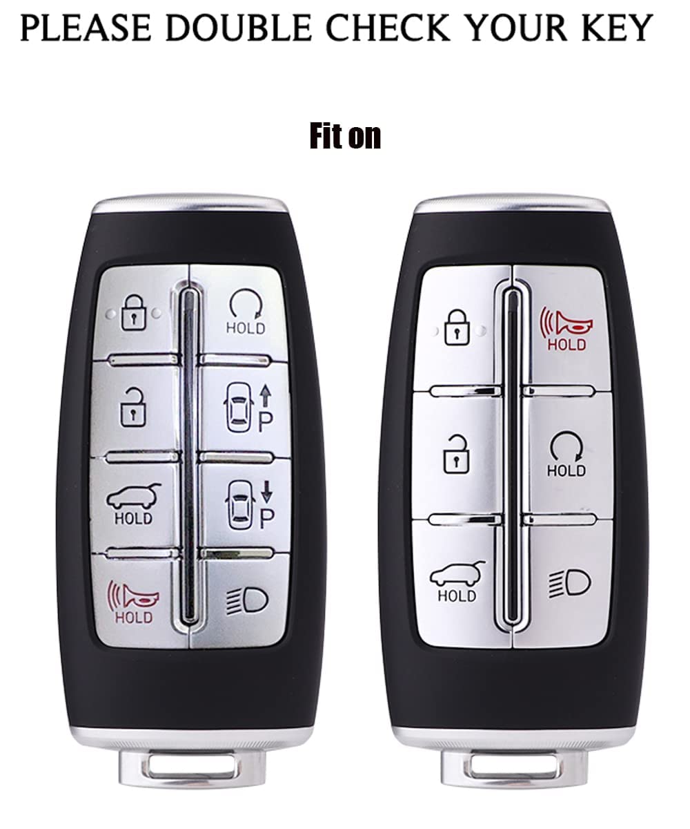 Horande Funda protectora de TPU suave para llave de Hyundai Genesis G70 GV70 G80 G90 GV70 GV80 GV90 Smart Keyless Entrada Llavero (azul)