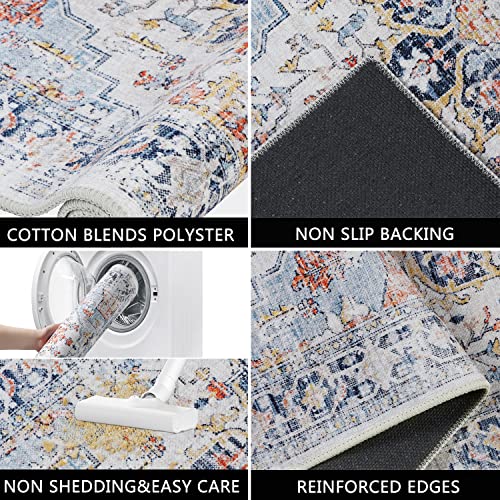 Homcomoda Persian Runner Rugs For Hallway 2X6 Non Slip Washable Hallway Runner Rugs Traditional Floor Carpet Runner For Hallway Entrance Kitchen Laundry Bedroom, Blue #TOP2