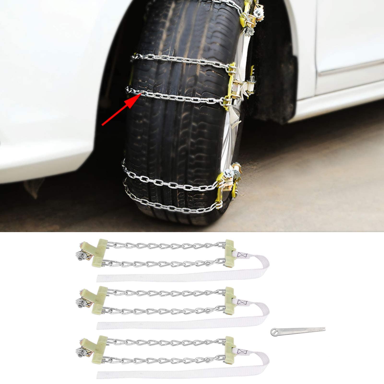 Catene Da Neve Catene Da Fango Adatto Per 3pcs Cinghia A Catena Antiscivolo Della Neve Della Sicurezza Della Catena Della Gomma Dell'Acciaio Per Il Suv Del Camion Dell'Automobile Dell'Automob