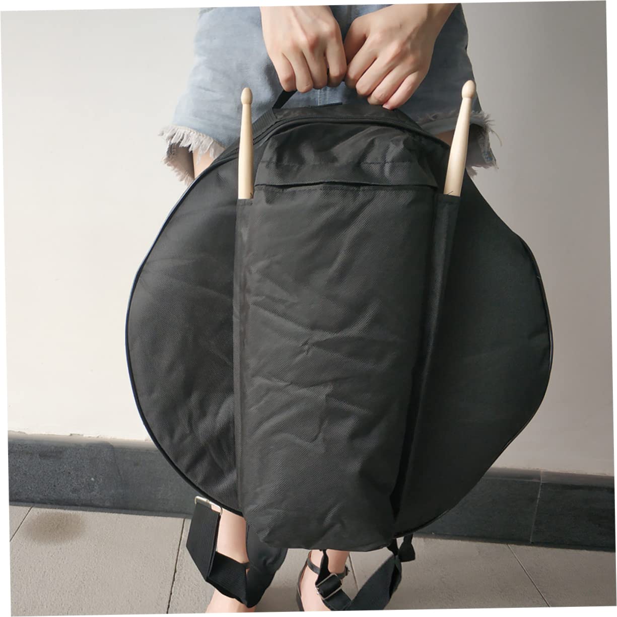 Abaodam Bolsa Para Caja De Batería De Tela Oxford Negra, Mochila Para Accesorios De Percusión Con Asas Reforzadas y Correas Ajustables, Bolsa De Almacenamiento Portátil Para Instrumentos De Percusión